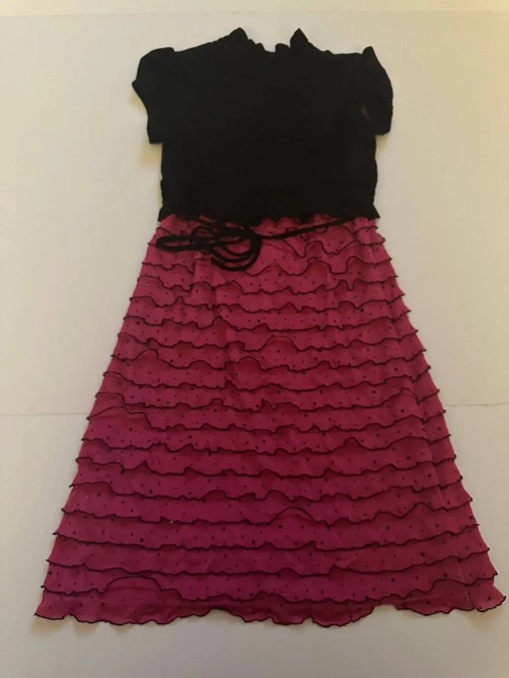 SPEECHLESS Black & Pink Sparkle Ruffle Dress w/attached jacket Girls Size 10